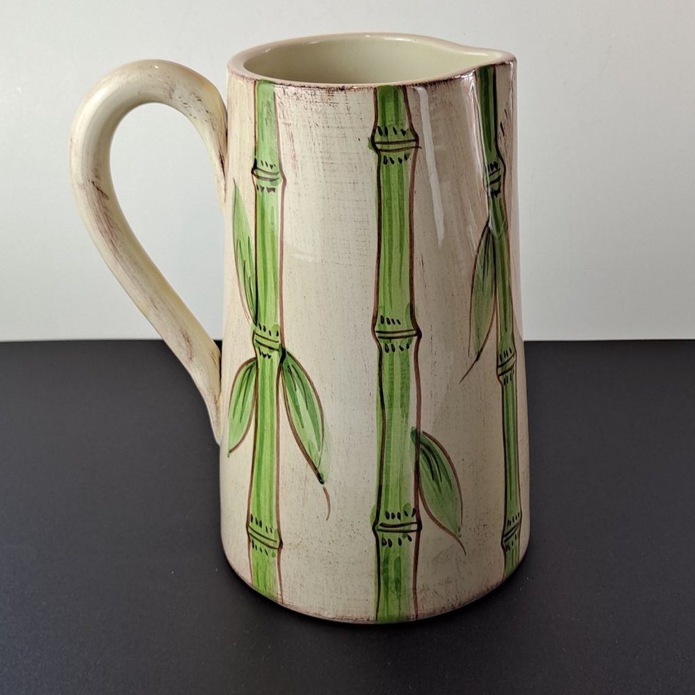 Ceramic Bamboo Hand Painted in Italy Pitcher